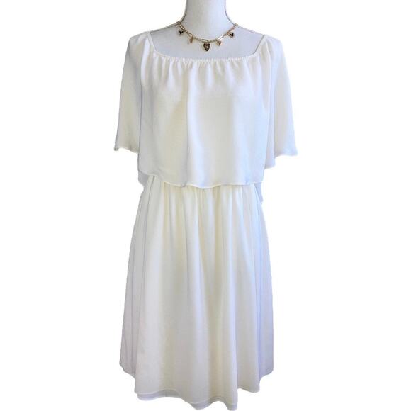 Alice + Olivia Off White Ruffle Off Shoulder Dress Size Large - Picture 1 of 5